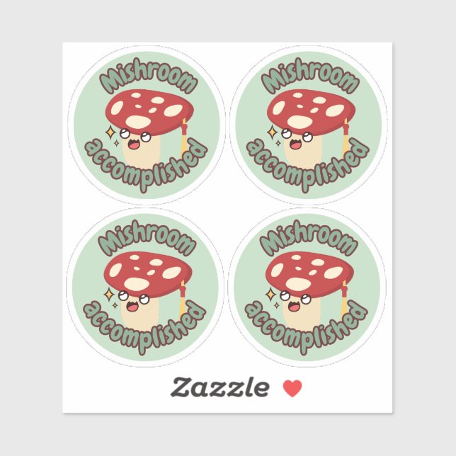 Red Fun Mushroom Grad- Pack de 4 Sticker (Feuille)