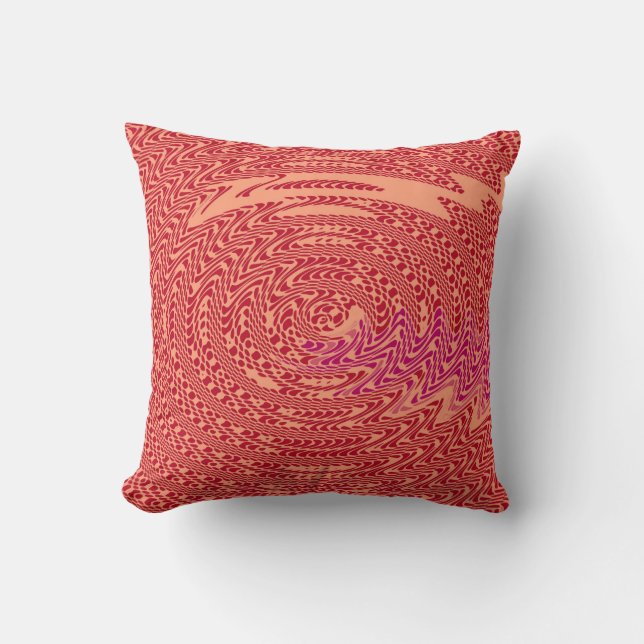 Red Funky Wave Retro Art Design Coussin Abstrait (Recto)