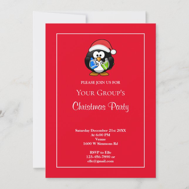 Red Funny Christmas Party Invitation (Devant)