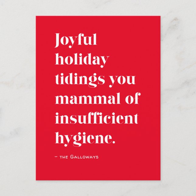 Red Funny Joyful Tip Christmas Holiday Carte posta (Devant)