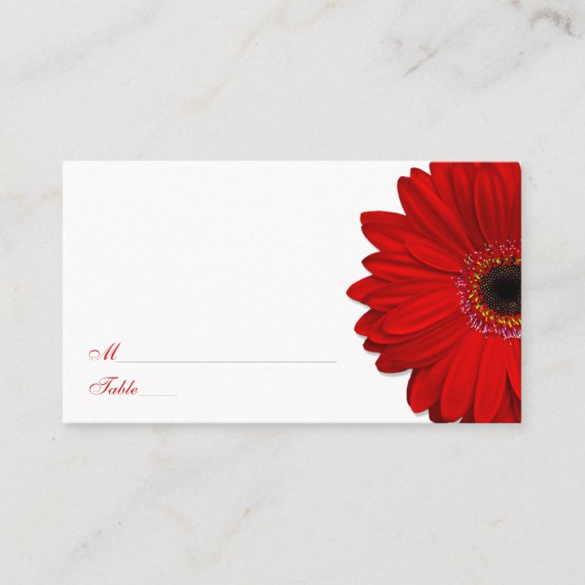 Red Gerber Daisy Mariage Cartes de Place (Devant)
