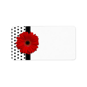 Red Gerbera Daisy Mariage Blank Étiquettes de adre