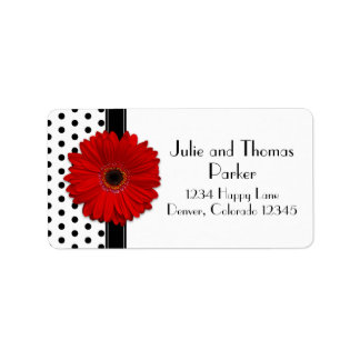 Red Gerbera Daisy Mariage Étiquettes de adresse
