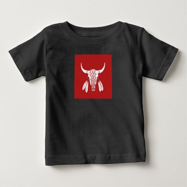 Red Ghost Dance Buffalo bébé noir T-shirt (Devant)