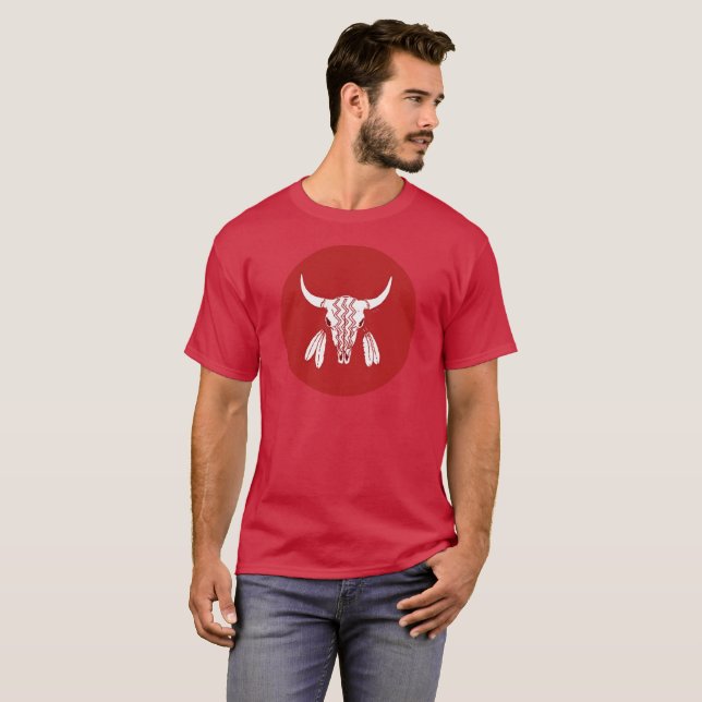 Red Ghost Dance Buffalo cercle cardinal t-shirt (Devant entier)