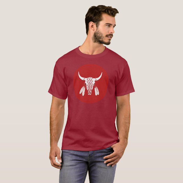 Red Ghost Dance Buffalo Cercle marron t-shirt (Devant entier)