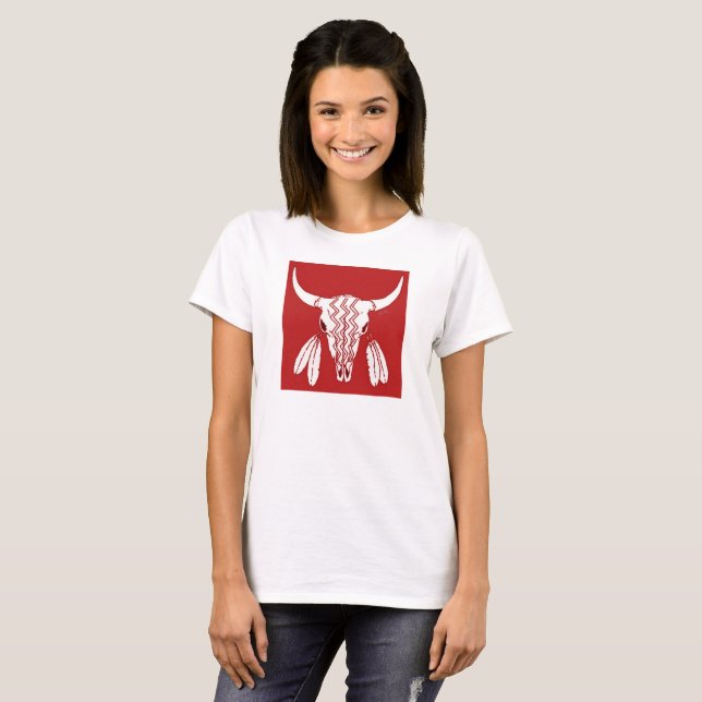 Red Ghost Dance Buffalo femmes t-shirt blanc (Devant entier)