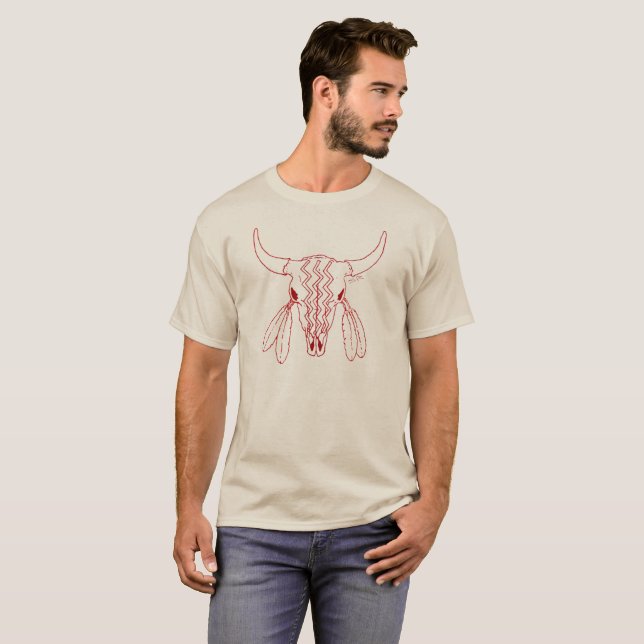 Red Ghost Dance Buffalo ligne de sable t-shirt (Devant entier)