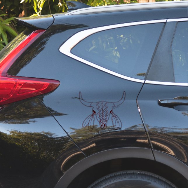 Red Ghost Dance Buffalo red line contour sticker (Coté voiture)