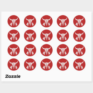 Red Ghost Dance Buffalo rond petits autocollants
