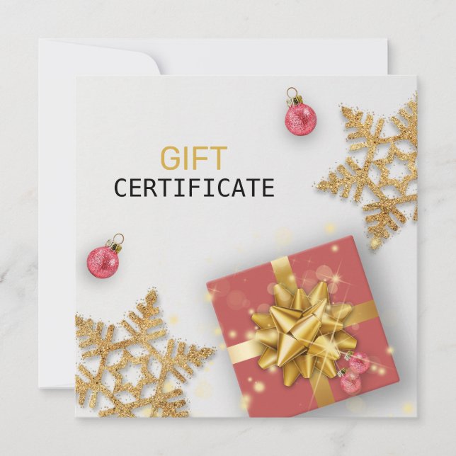 Red Gift Gold Snowflakes Christmas Balls Carte cad (Devant)