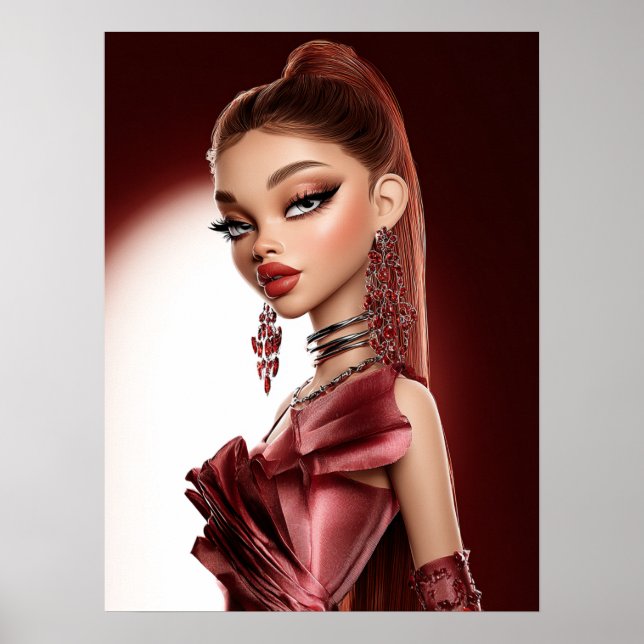 Red Glamour Print, Value Poster Paper (Semi-Gloss) (Devant)