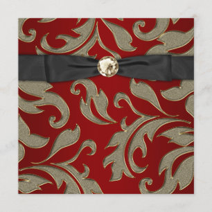 Red Gold Black Cravate Black Party Invitation
