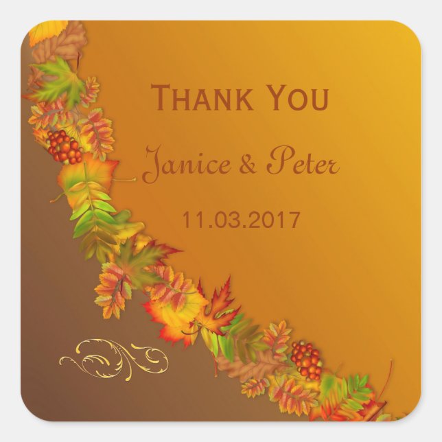Red Gold Brown chute laisse Mariage Sticker (Devant)