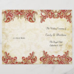 Red Gold Gatsby Paisley Peacock Wedding Programme<br><div class="desc">Vintage Paisley Peacock Mariage damassé Numéros de table Vintage Paisley Peacock Colors ou Fuchsia et Lime Paisley Faire-part de mariage - Paisley Peacock Colours Wedding Invitations,  RSVP,  Save the Date and Direction or Reception Cards. Peacock Wedding Invitations Vintage Art Nouveau Peacock Bird Parade Mariage -voir plus Vintages Bird Products</div>