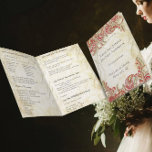 Red Gold Gatsby Paisley Peacock Wedding Programme<br><div class="desc">Vintage Paisley Peacock Mariage damassé Numéros de table Vintage Paisley Peacock Colors ou Fuchsia et Lime Paisley Faire-part de mariage - Paisley Peacock Colours Wedding Invitations,  RSVP,  Save the Date and Direction or Reception Cards. Peacock Wedding Invitations Vintage Art Nouveau Peacock Bird Parade Mariage -voir plus Vintages Bird Products</div>