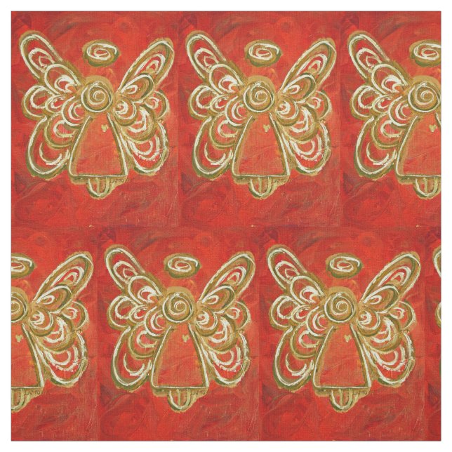 Red Gold Guardian Angel Art tissu (Échantillon)