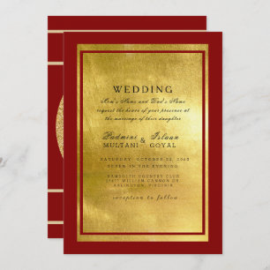 Red & Gold Indian Elephant Faire-part de mariage