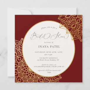 Red Gold Mandala Bridal Shower Invitation
