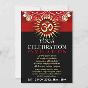 Red Gold OM Black Yoga New Age Atelier Invitation