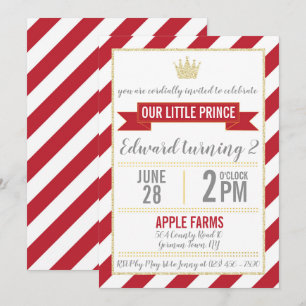 Red Gold Parties scintillant Prince Invitation d'a