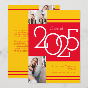 Red Gold School Colours Faire-part de diplôme