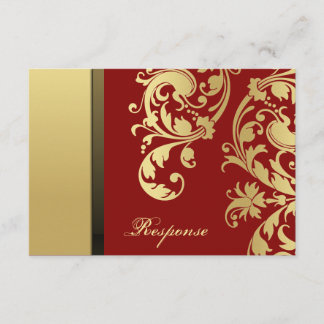 Red Gold Shimmer Floral Mariage Réponse RSVP