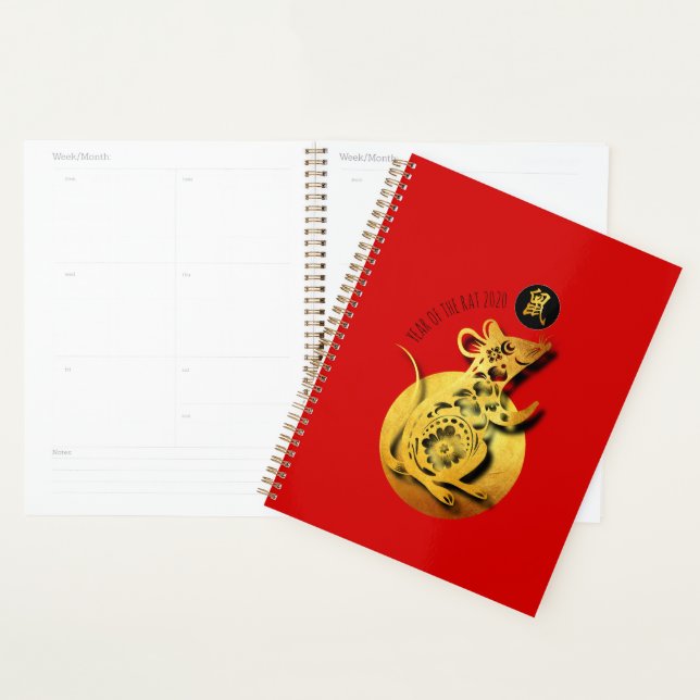 Red Golden Rat Papercut Chine Nouvel An 2020 P (Devant avec enveloppe)