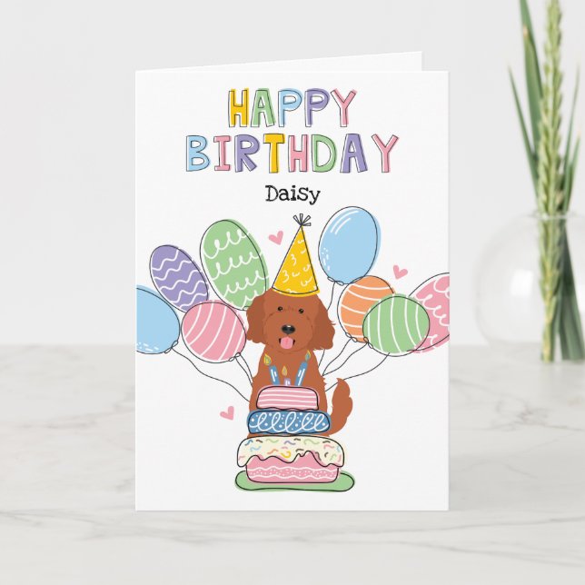 Red Goldendoodle Chien Bonne Carte d'Anniversaire (Devant)