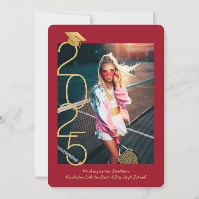 Red Graduation Photo 2023 Open House Invitation (Devant)