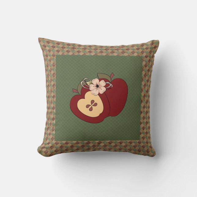 Red Green À damiers Country Apples Coussin (Recto)