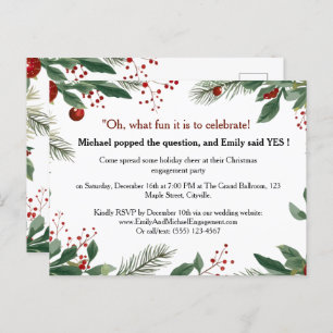 Red & Green Christmas Engagement Party Invitation