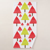 Red Green Christmas Tree Modern Cute Motif