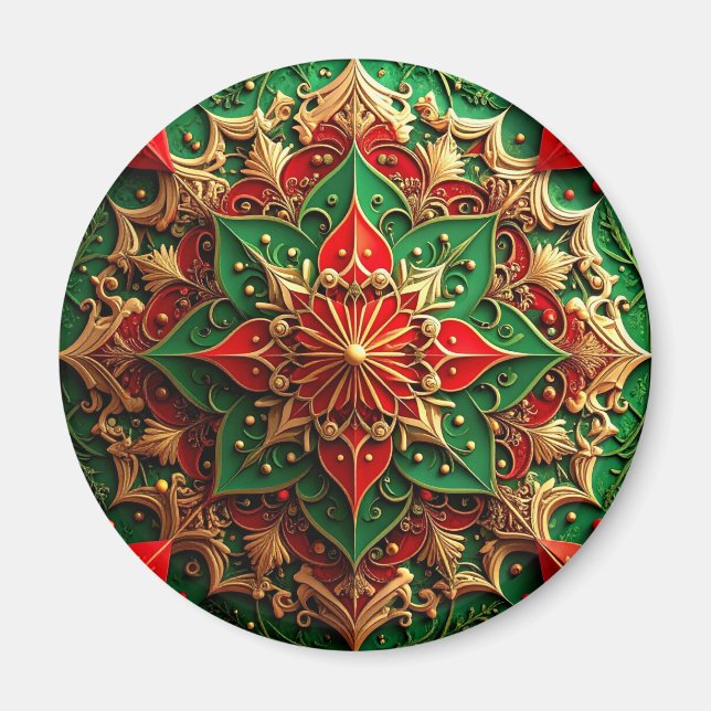 Red Green Decorative Christmas Holiday Magnet (Devant)