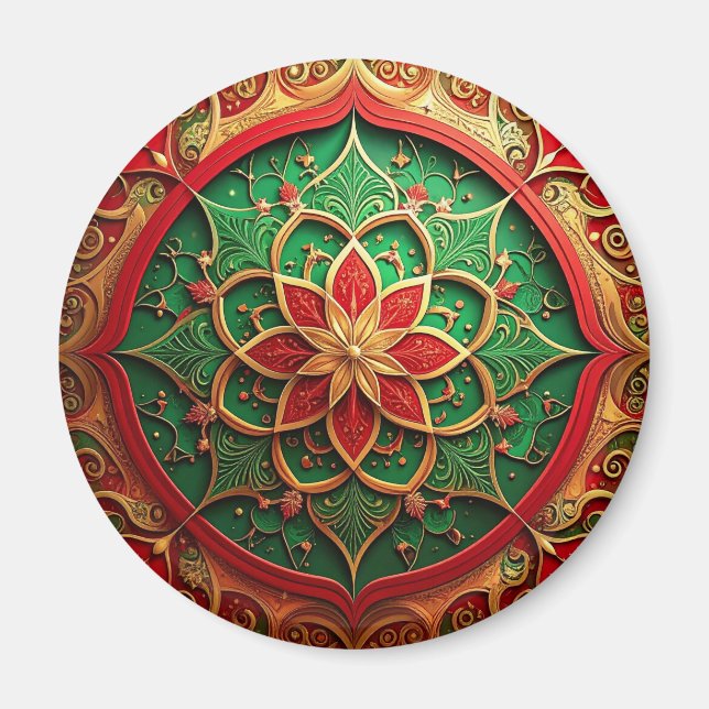 Red Green Decorative Christmas Holiday Magnet (Devant)