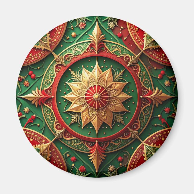 Red Green Decorative Christmas Holiday Magnet (Devant)