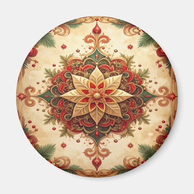 Red Green Decorative Christmas Holiday Magnet (Devant)