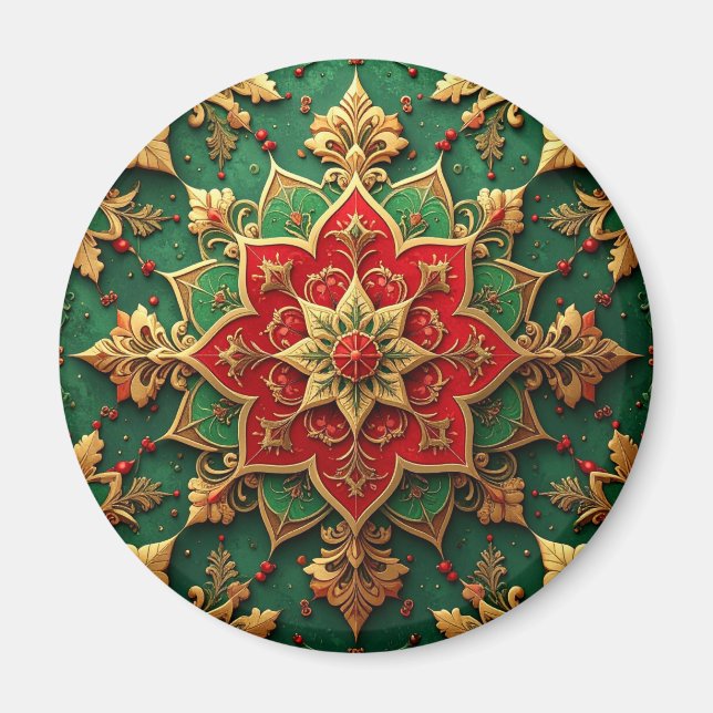 Red Green Decorative Christmas Holiday Magnet (Devant)