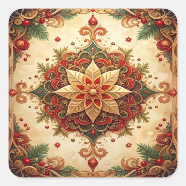 Red Green Decorative Holiday Sticker (Devant)