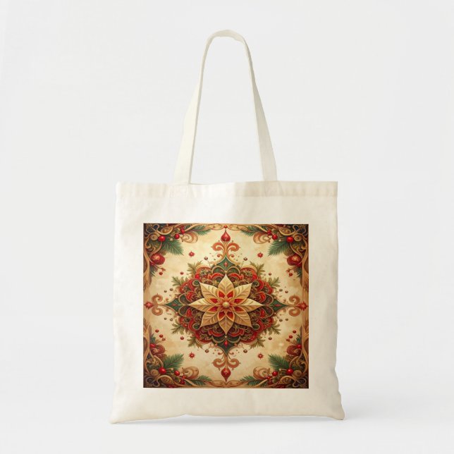 Red Green Decorative Holiday Tote Bag (Devant)