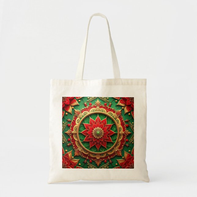 Red Green Decorative Holiday Tote Bag (Devant)