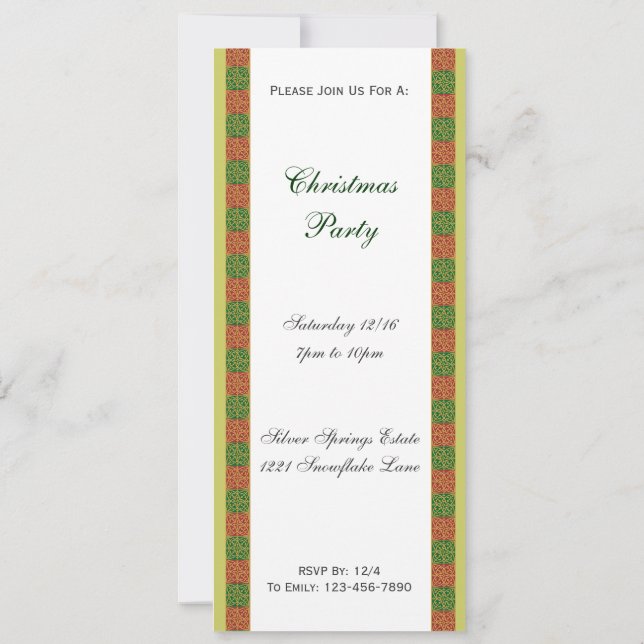 Red Green Fleur de Lis Custom Christmas Invitation (Dos)