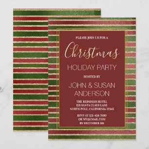 Red Green - Gold Foil Noël Fête Invitation