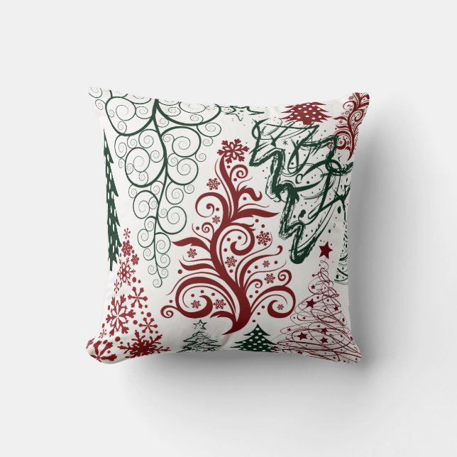 Red Green Holiday Christmas Tree Motif Coussin (Recto)