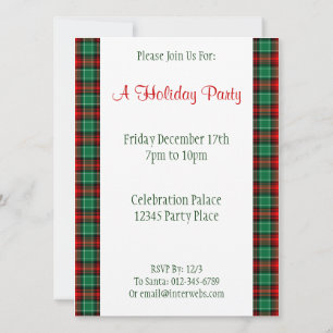 Red Green Holiday Plaid Invitation personnalisée 5