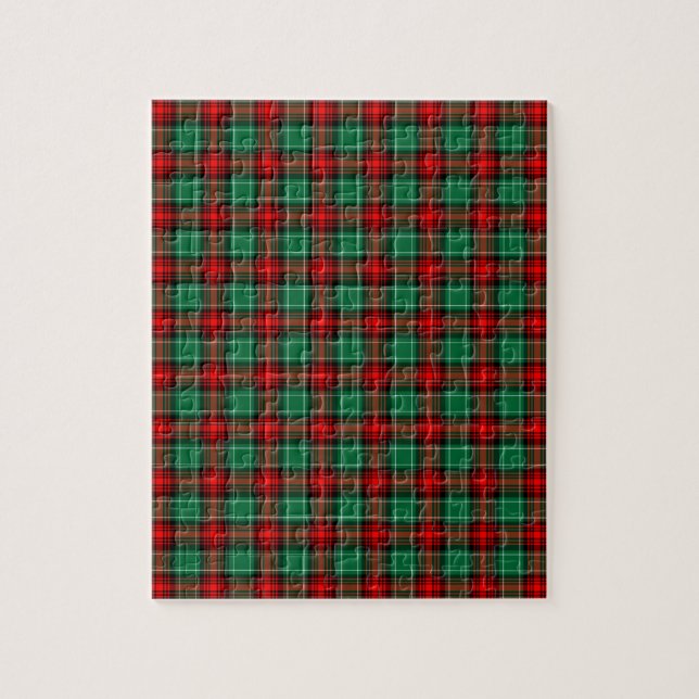 Red Green Holiday Plaid Motif Jigsaw Puzzle (Vertical)