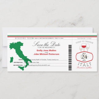 Red Green Italie Boarding Pass Faire-part de maria