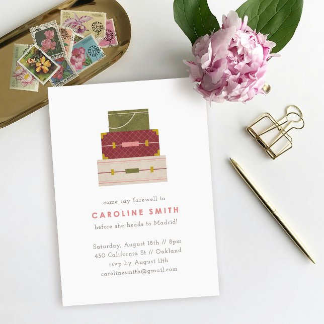 Red Green Luggage Farewell Party Invitation (Créateur téléchargé)