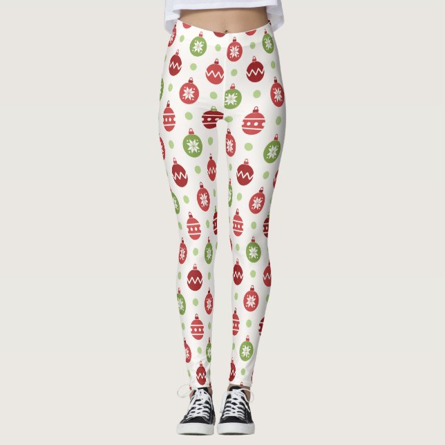 Red Green Ornaments Christmas Leggings Women (Devant)