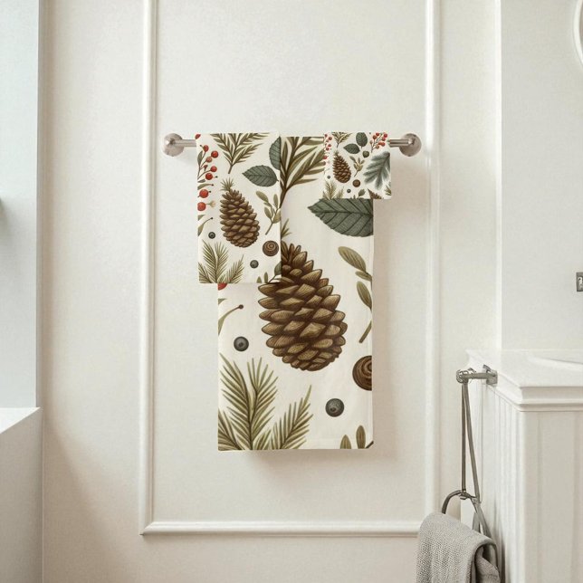 Red Green Pine et Berry Holiday Botanique rustique (Créateur téléchargé)